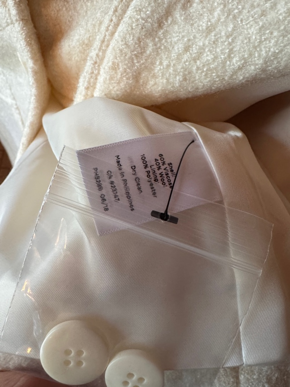 Talbots Cream Button-Front Round-Neck Jacket - Picture 3 of 4